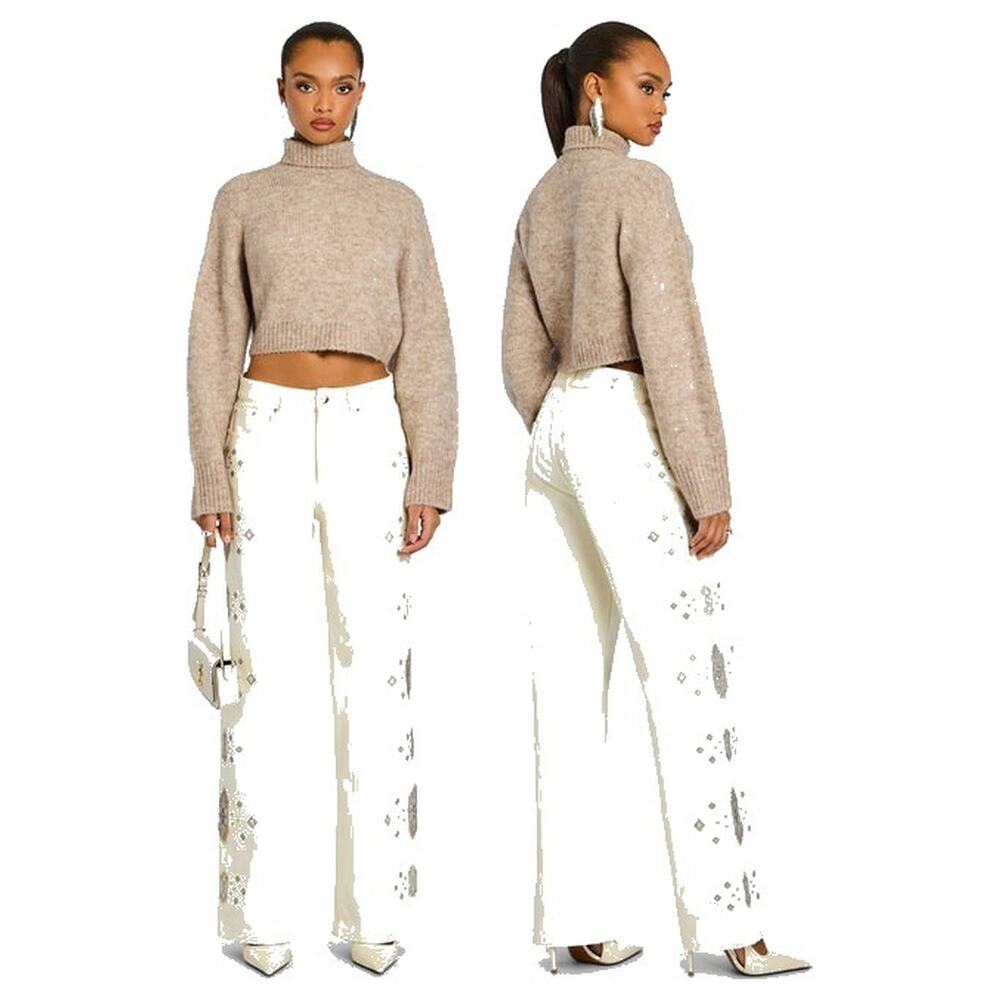 Retrofete Marinda Jeans Rhinestone Embellished Straight Leg Y2k Party Concert 29